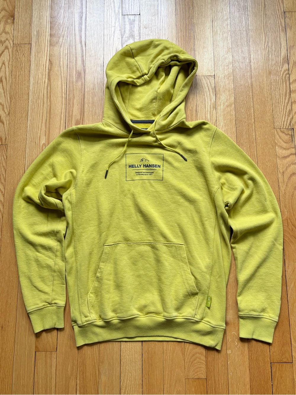 Helly Hansen Men’s Hoodie Sweatshirt Medium Yellow Green Solid